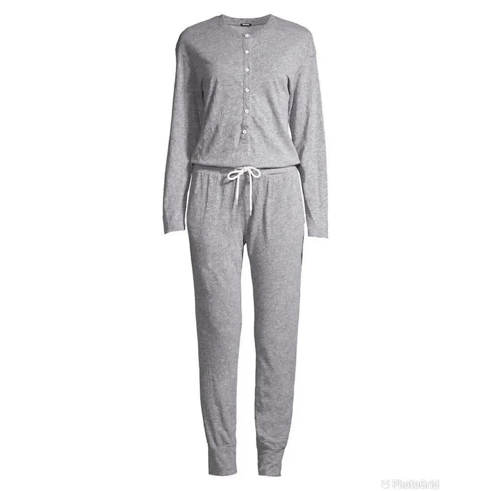 Monrow Henley Drawstring Jumpsuit